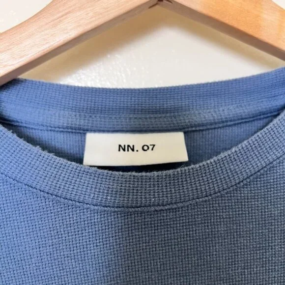 NN07 Clive Long Sleeve Waffle Knit Tee Shirt In Bering Sea M​ - Picture 5 of 8